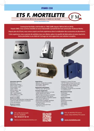 Salon SIANE - entreprise d'usinage d'accessoire en aluminium à Toulouse, Lagrave, Ets F. MORTELETTE